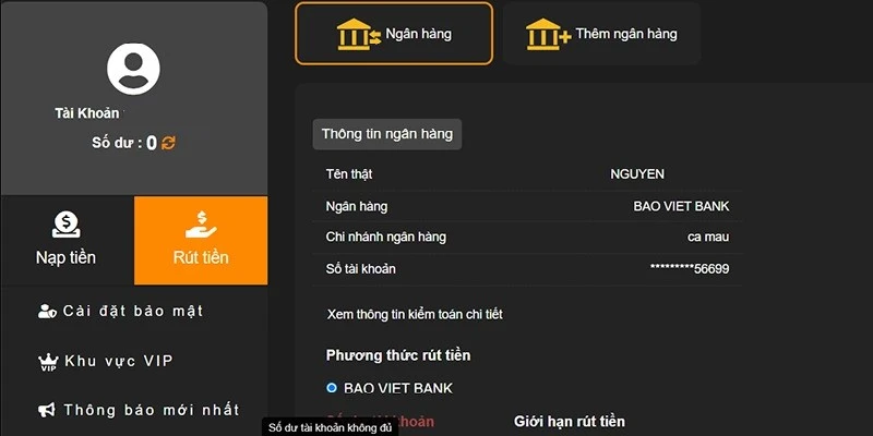 Hướng dẫn khách hàng thao tác chi tiết nhất để rút tiền